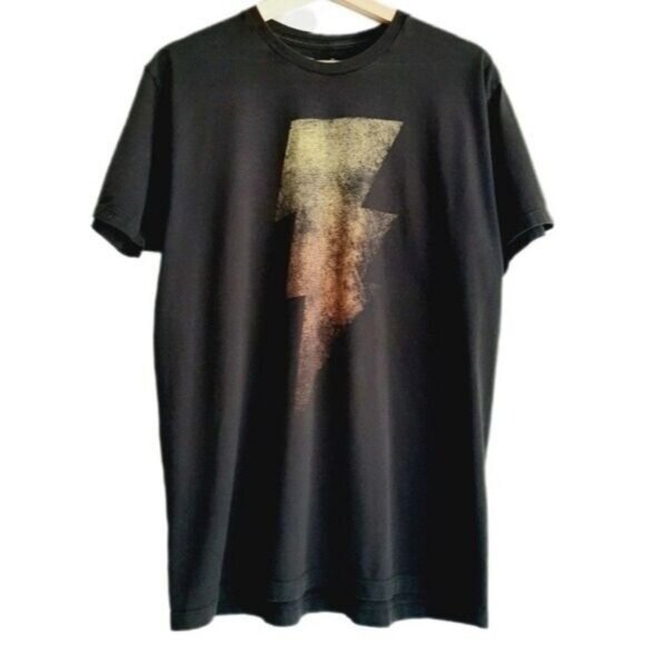 DC Comics Black Adam Lightning Bolt Black T-shirt Men's Sz L Flawed - Picture 1 of 7